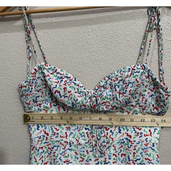 Realisation Par The Devon in White Squiggle Women's Mini Dress Size S - Picture 3 of 6